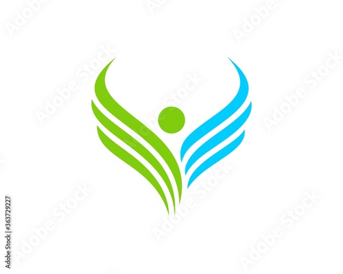 Abstract flying people with spread wings