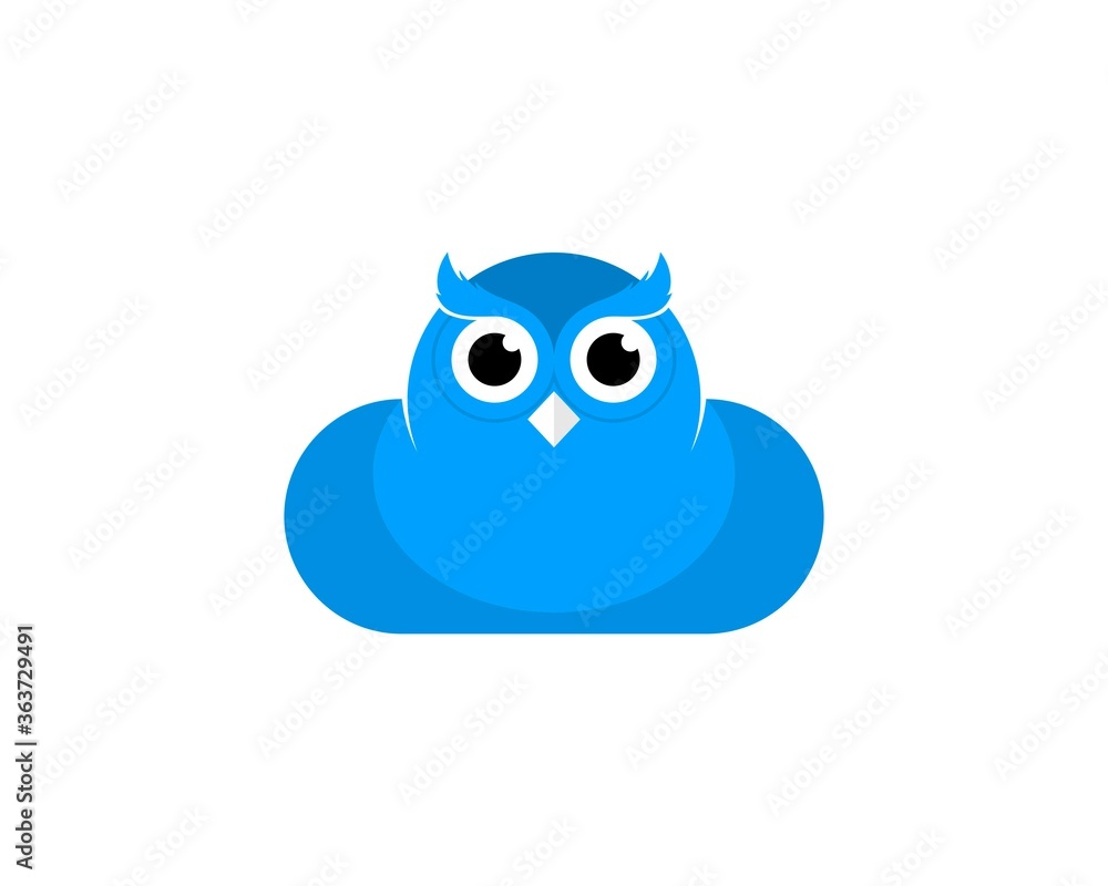 Blue cloud with cute owl Blue cloud with cute owl