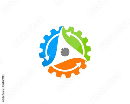 Abstract gear with rotation arrow