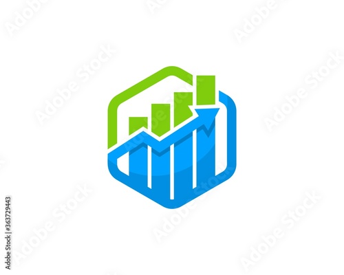 Finance hexagon with chart growth up arrow