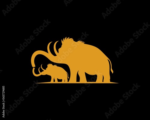 Gold mammoth mother and child