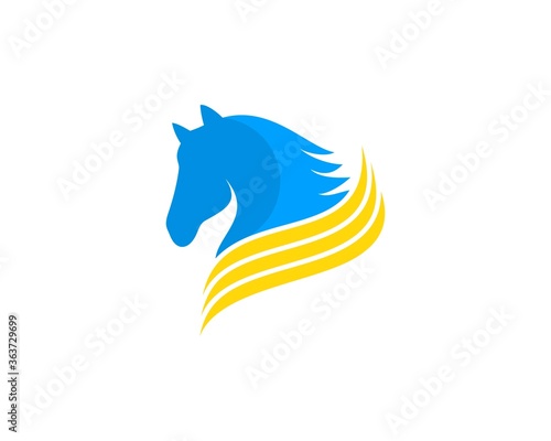 Blue horse and gold wave