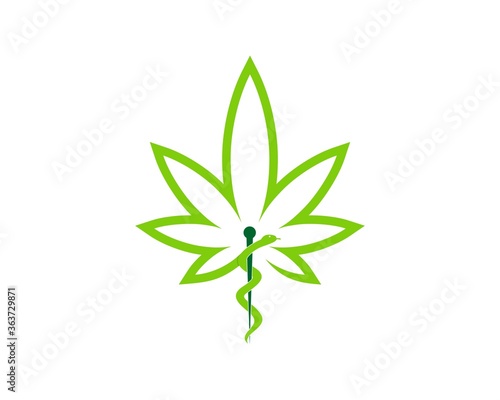 Abstract cannabis leaf with needle
