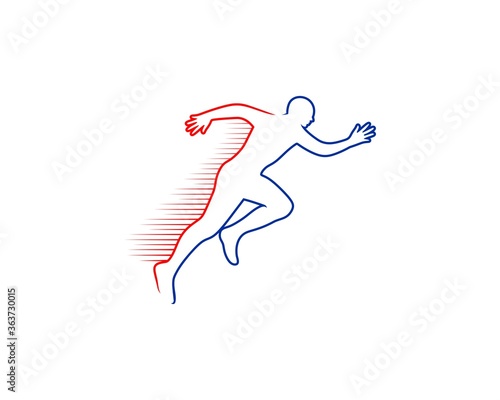 Running man with line art