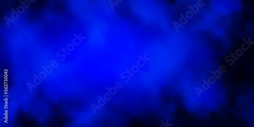 Dark BLUE vector backdrop with cumulus. Colorful illustration with abstract gradient clouds. Pattern for your booklets, leaflets.