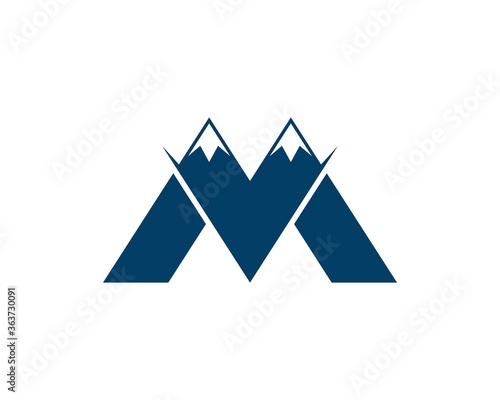 Abstract mountain with M letter initial
