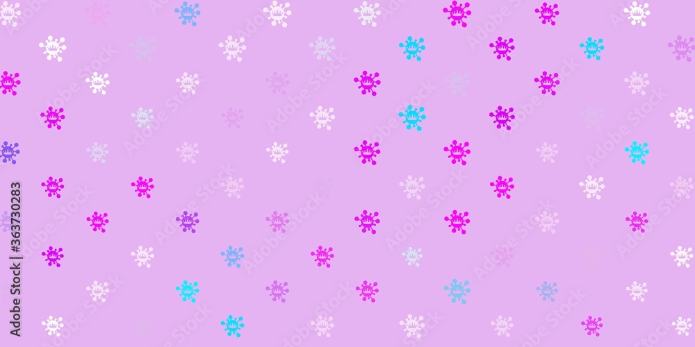 Light pink, blue vector backdrop with virus symbols. Light pink, blue vector backdrop with virus symbols.