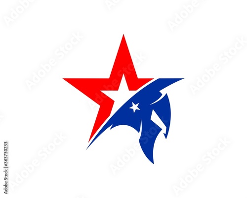 Red star with blue spartan helmet