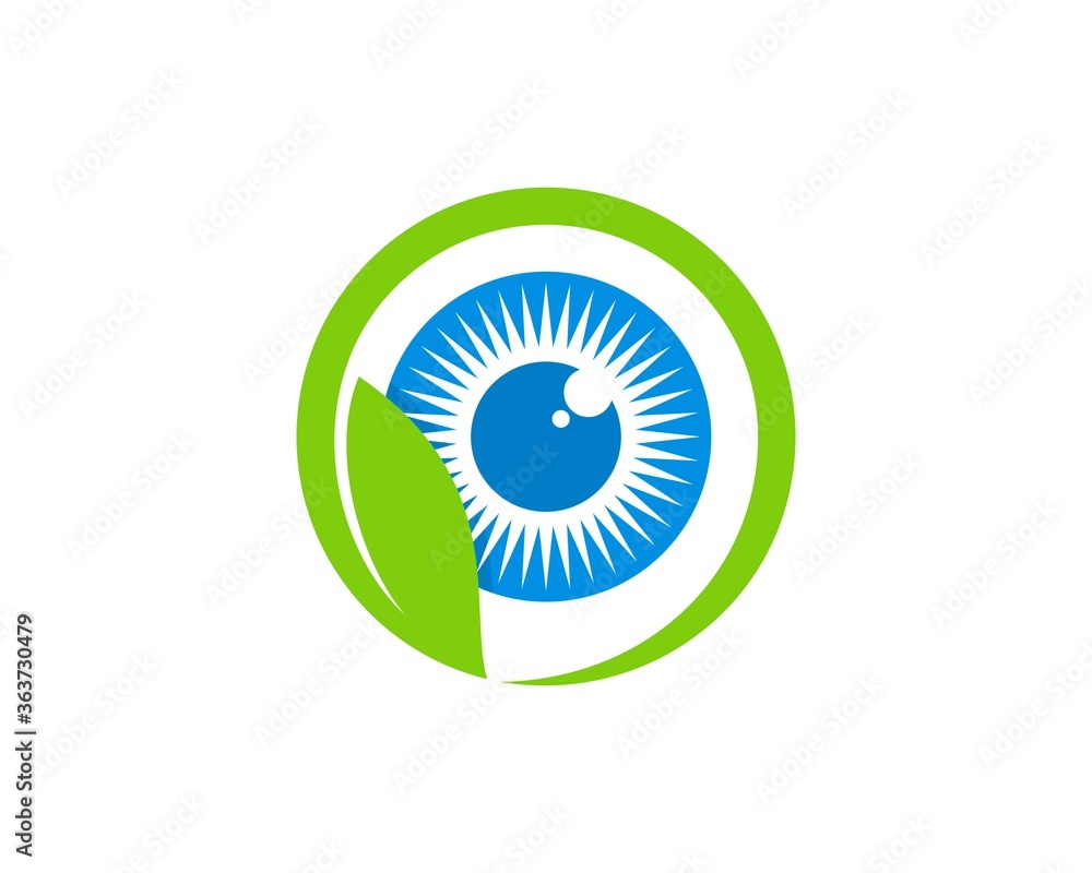 Fototapeta premium Health and clean eyes inside the circular green leaf