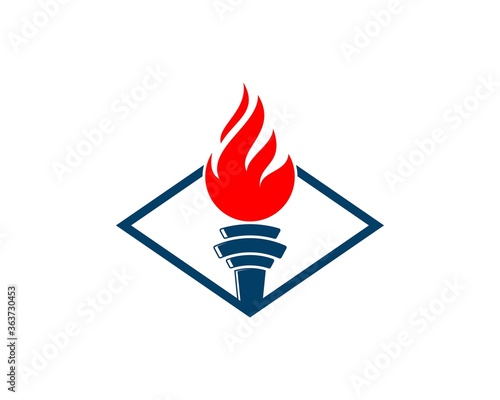 Torch and fire flame inside the rectangle