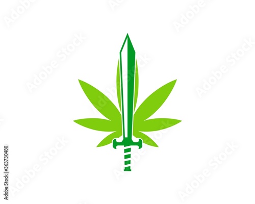 Cannabis leaf with sword inside