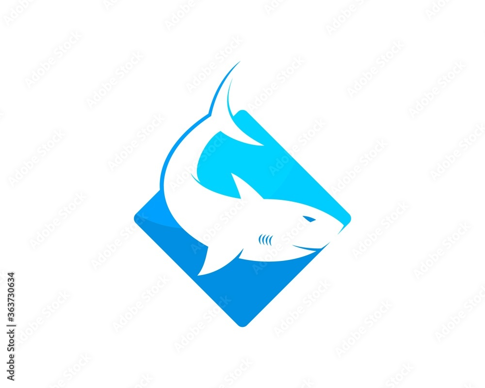 Square shape with shark inside Square shape with shark inside