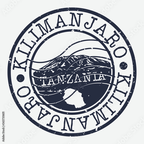 Kilimanjaro Skyline Mountain. Silhouette Design Vector Art. Africa Famous Nature Symbols.