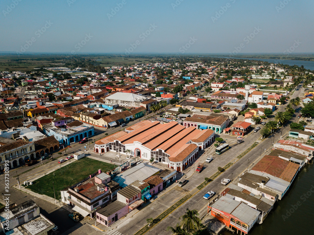 Aerial photo of the city center of Tlacotalpan Veracruz in Mexico