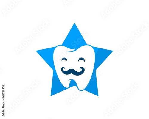 Blue star with tooth inside and mustache