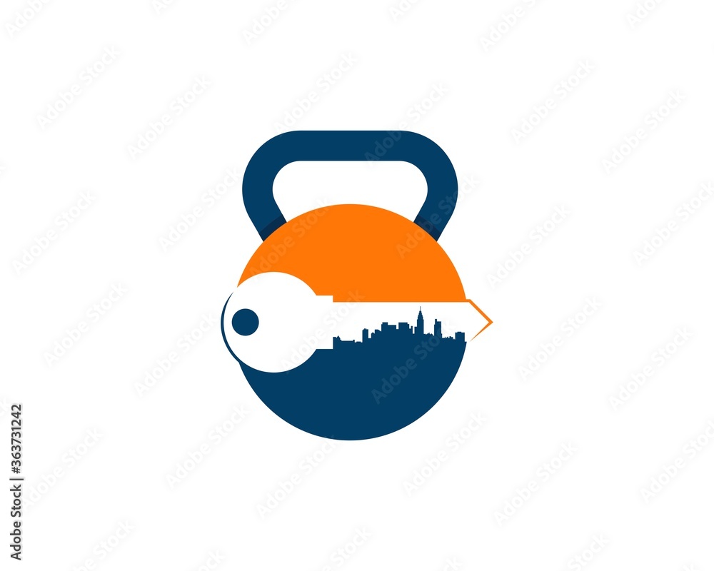Blue and orange kettle bell with key inside Blue and orange kettle bell with key inside