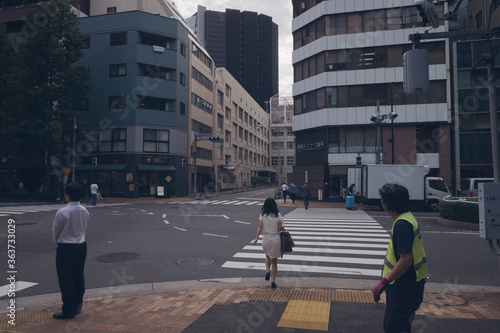 Pedestrian crossing, city of Tokyo Japan.