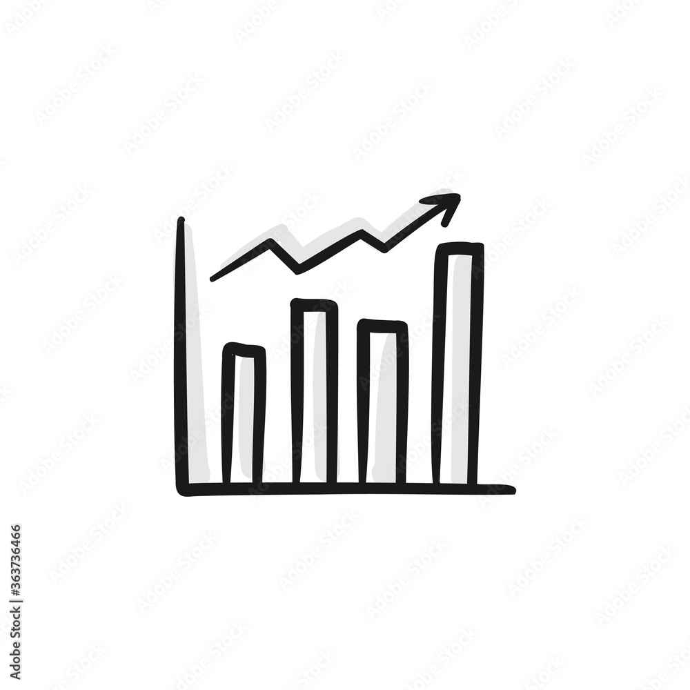 graph up sketch Hand drawn vector illustration. grow graphic chart arrow icon in doodle style graph up sketch Hand drawn vector illustration. grow graphic chart arrow icon in doodle style