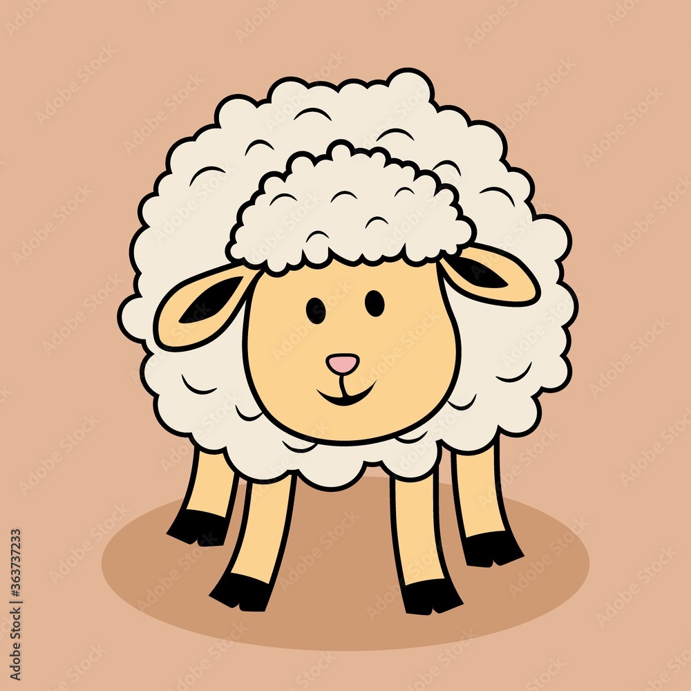 Fototapeta premium Sheep Cartoon Illustration Isolated
