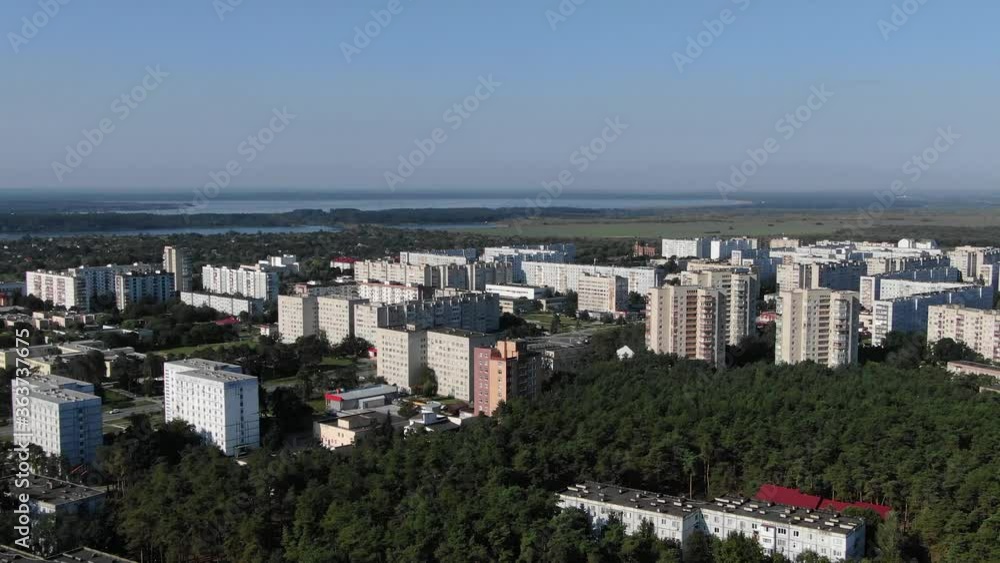 Dolly Zoom Shot of a Town in Ukraine on a Sunny Day Dolly Zoom Shot of a Town in Ukraine on a Sunny Day