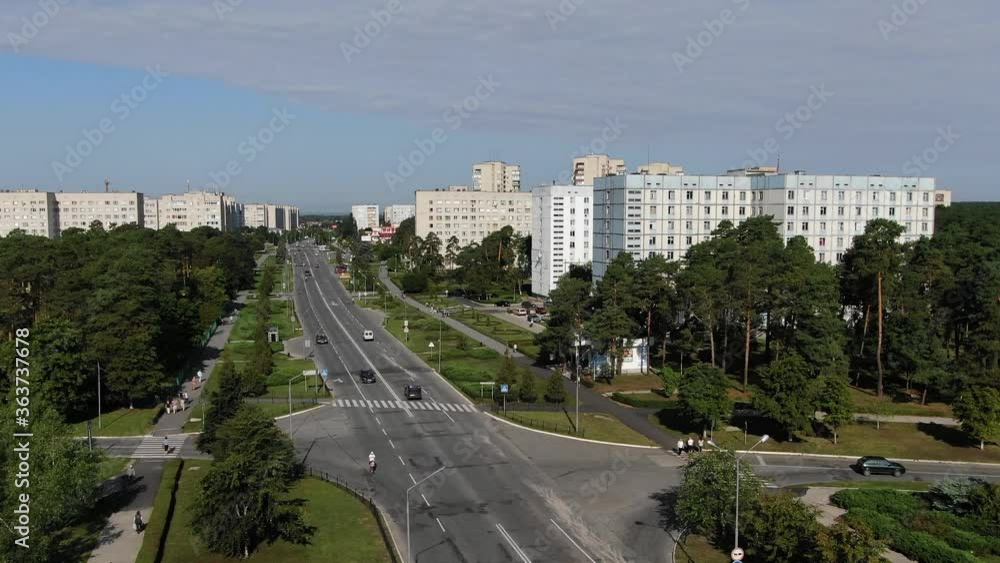 Aerial View of a Road with Light Traffic in a Town in Ukraine Aerial View of a Road with Light Traffic in a Town in Ukraine