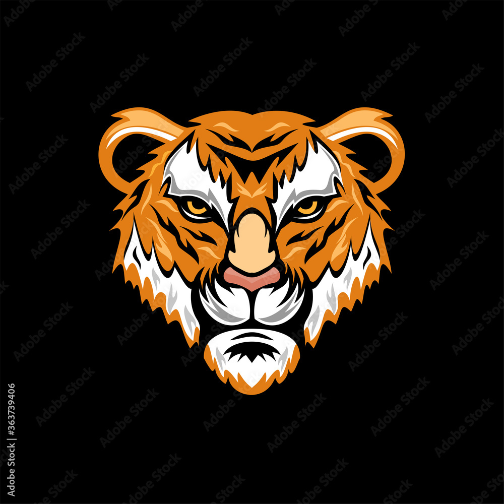 Tiger vector logo illustration,  Tiger head logo. This is raster illustration ideal for a mascot, tattoo or T-shirt graphic