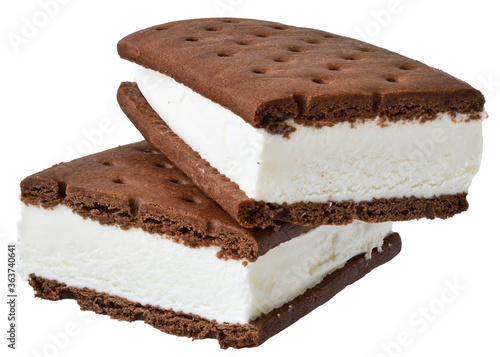 ice cream vanilla sandwich in chocolate chip cookies