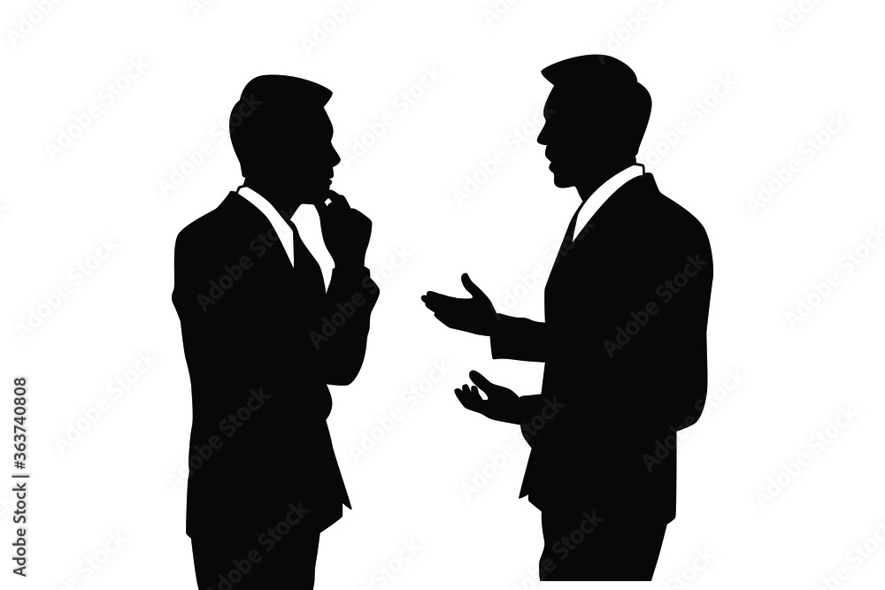 Talking business man silhouette vector