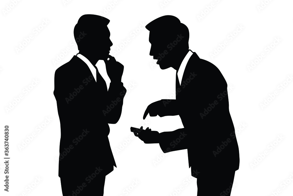 Talking business man silhouette vector