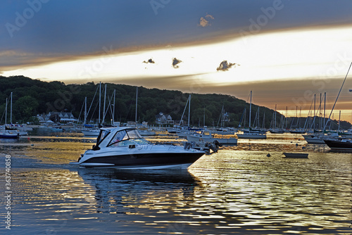 Harbor sunset with boats