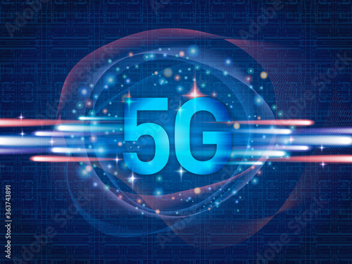 テクノロジー 抽象的 宇宙 サイバー 技術 背景 未来 青  5G 高速通信　