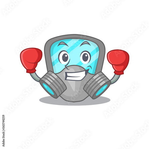 Mascot design of respirator mask as a sporty boxing athlete © kongvector
