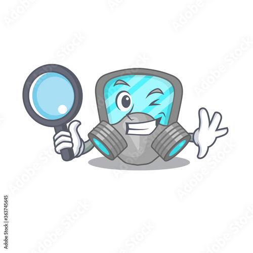 cartoon picture of respirator mask Detective using tools © kongvector