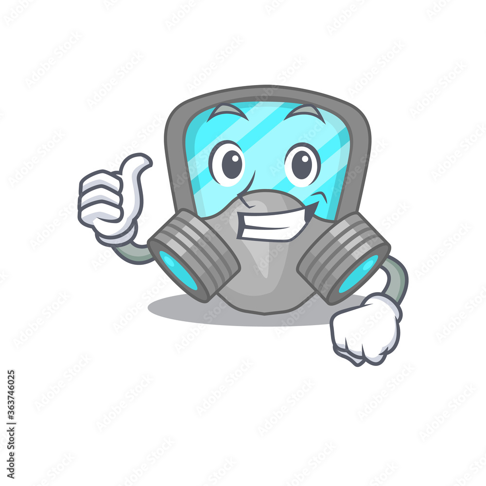 Respirator mask cartoon character design showing OK finger Respirator mask cartoon character design showing OK finger