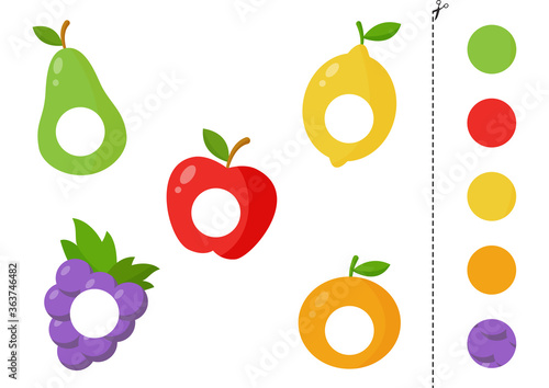 Cut and glue parts of cartoon fruits.