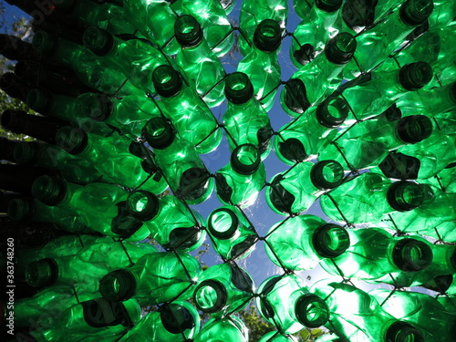 green glass on wall