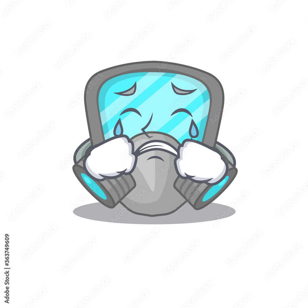 Caricature design of respirator mask having a sad face Caricature design of respirator mask having a sad face