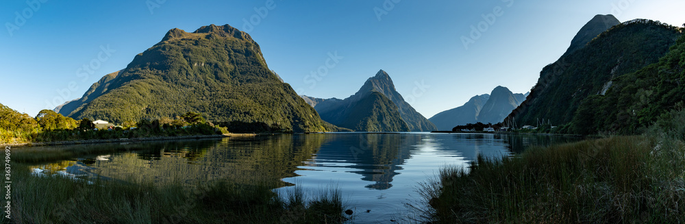 Fototapeta premium Milford Sound in Fiordland National Park in south island,New Zealand during sunset.