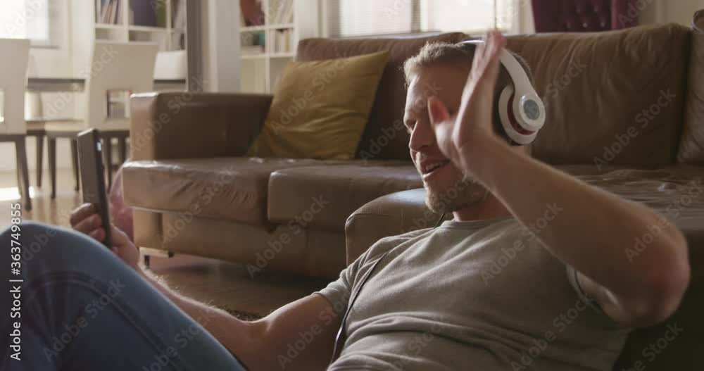 Caucasian male in social distancing working at home Caucasian male in social distancing working at home