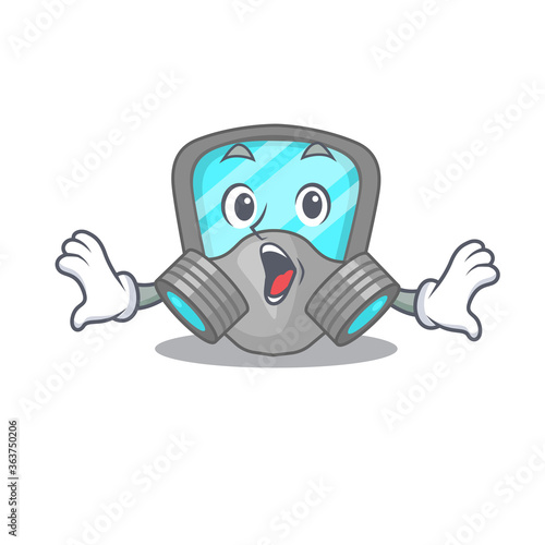 Respirator mask mascot design concept having a surprised gesture © kongvector