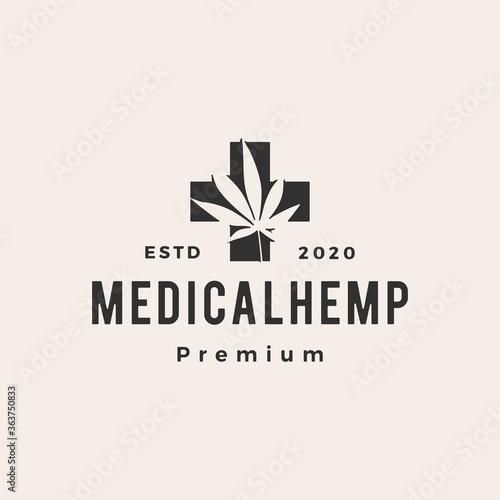cannabis medical hipster vintage logo vector icon illustration