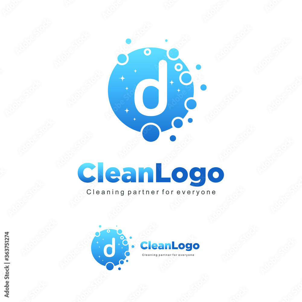 letter D clean wash water bubbles symbol logo vector letter D clean wash water bubbles symbol logo vector