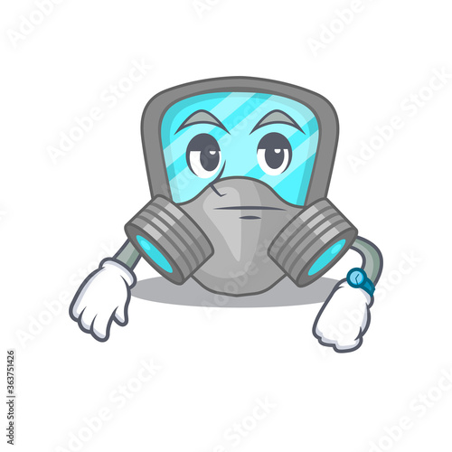 Mascot design style of respirator mask with waiting gesture © kongvector