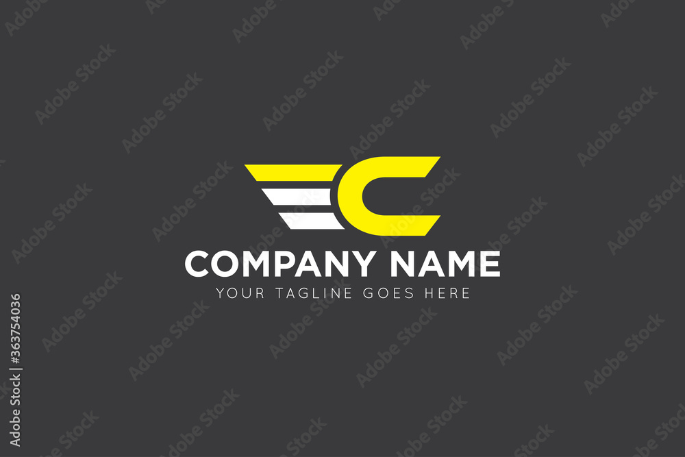 initial letter c wing speed logo, icon, symbol vector illustration design template initial letter c wing speed logo, icon, symbol vector illustration design template