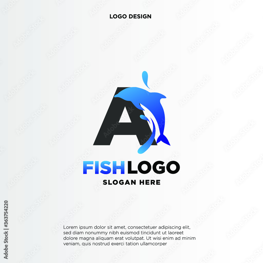 Dolphin Initial A Logo Template Dolphin Initial A Logo Template