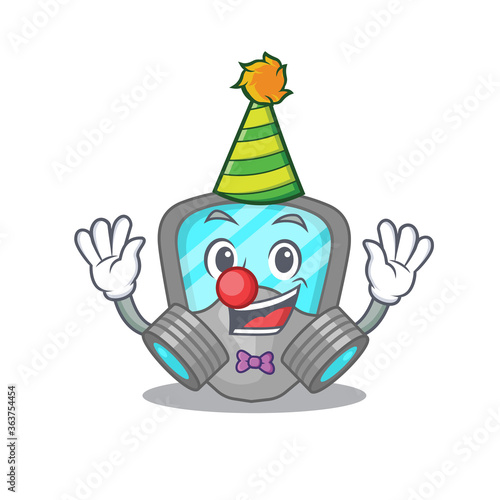 smiley clown respirator mask cartoon character design concept © kongvector