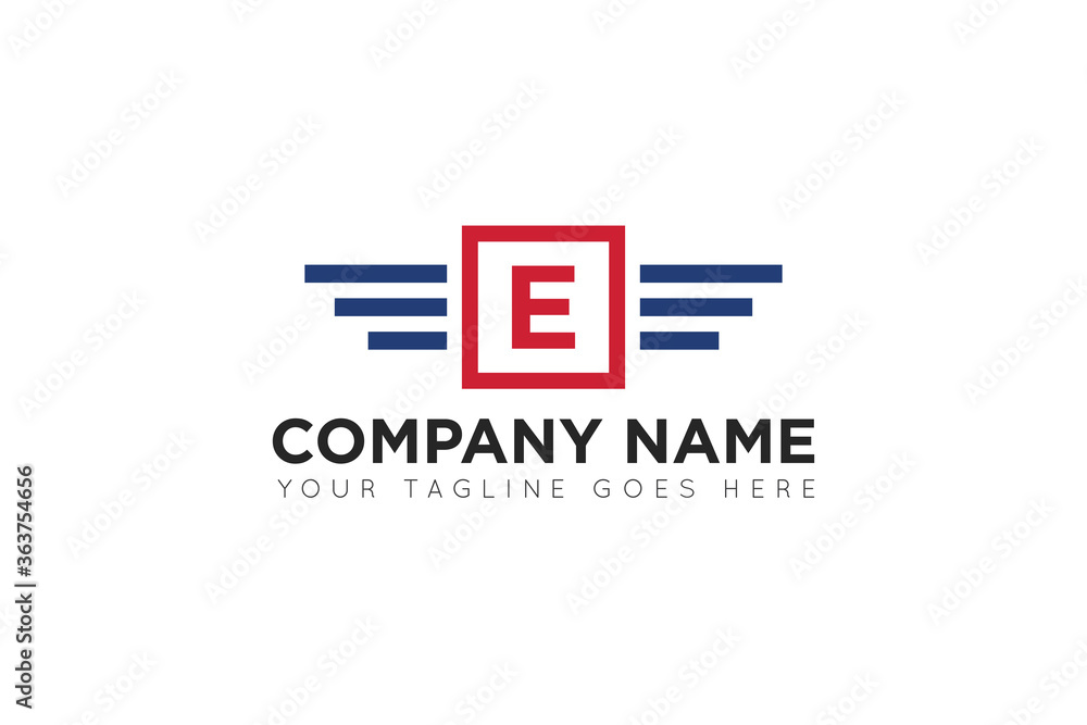 Obraz premium initial letter e wing speed logo, icon, symbol vector illustration design template
