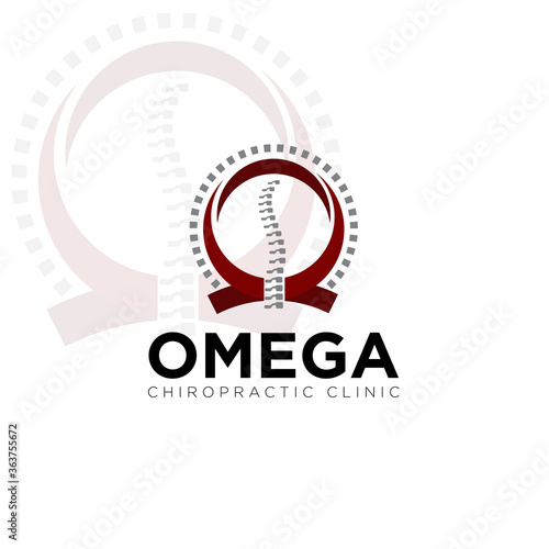 omega chiropractic clinic logo, creative back bone vector