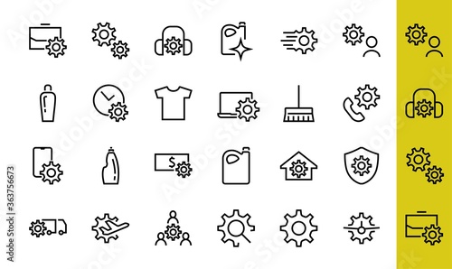 A simple set of settings and options related to Vector Line Icons. Contains icons such as set time, business, phone, and more. Editable Stroke.. 480x480