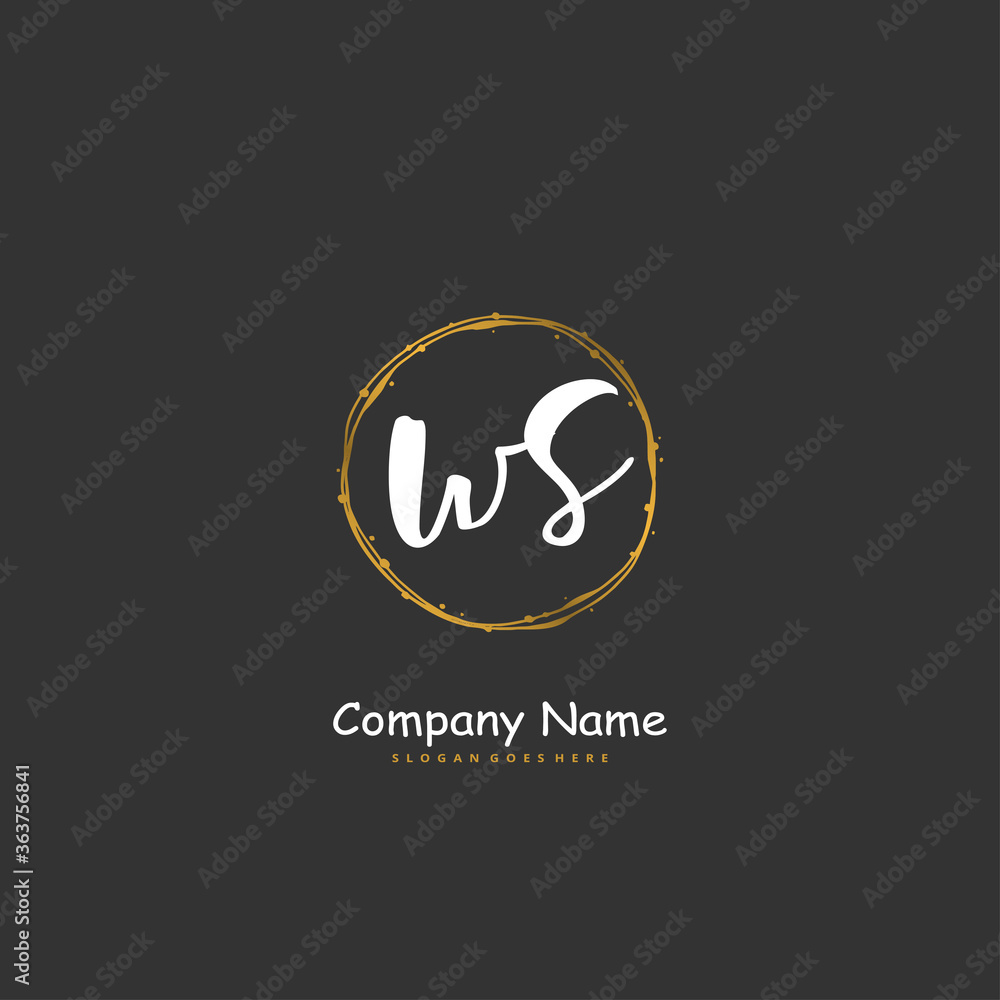 W S WS Initial handwriting and signature logo design with circle. Beautiful design handwritten logo for fashion, team, wedding, luxury logo.